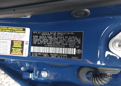 2025 Toyota Camry Le from USA, damaged, VIN 4T1DAACK2SU107494